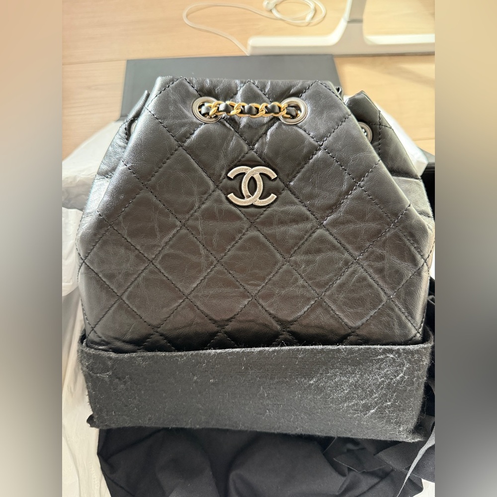 Chanel aged calfskin gabrielle backpack black